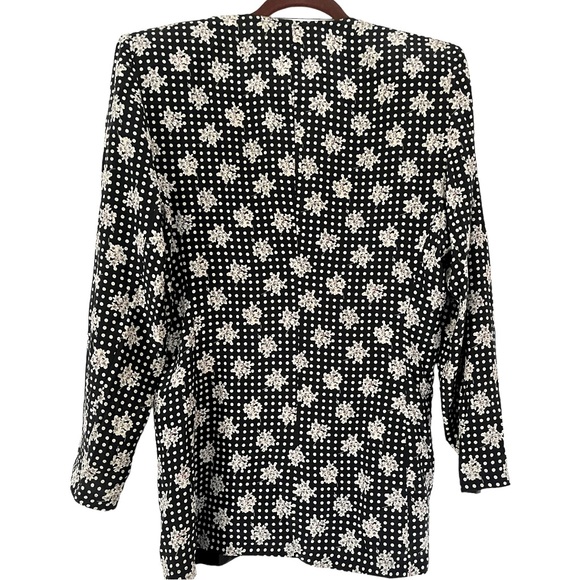 Vintage 80s Mariella Burani 100% Silk Soft Blazer Blouse Made in Italy, Size 10 - Picture 3 of 8